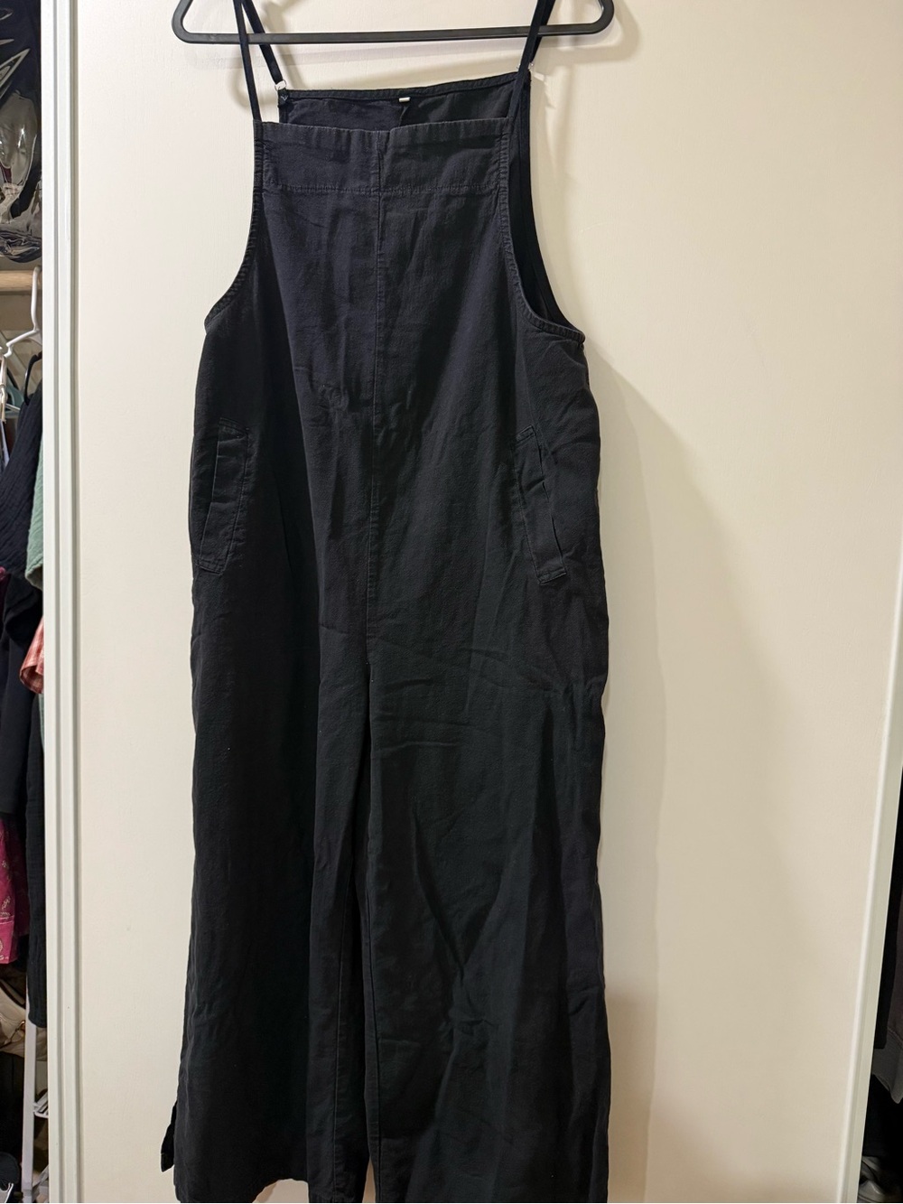 Black Women's Wide-Leg Overalls Jumpsuit